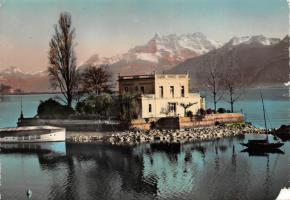 Une ancienne carte postale de l’île de Salagnon, située entre Montreux et la Tour-de Peilz. DR