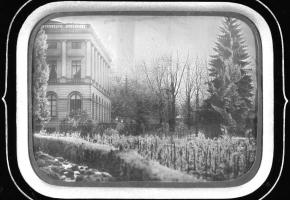 Une vigne au pied du Palais Eynard, en 1870. En médaillon, Sami Kanaan.  