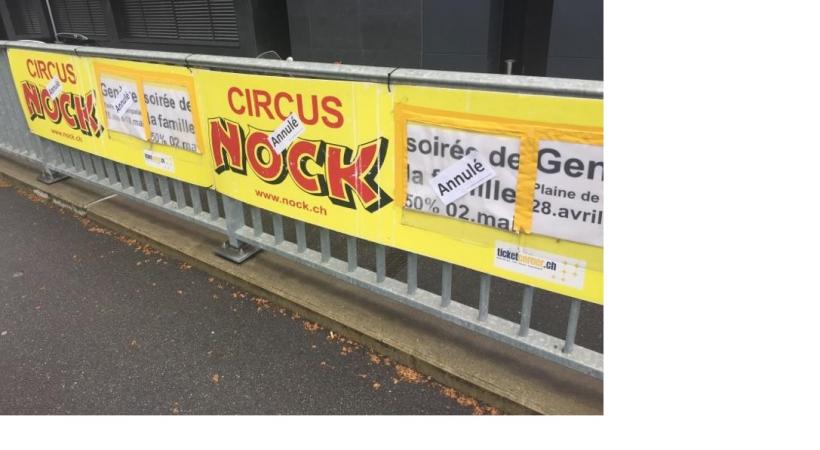 Des annonces d'annulation ont été placardées sur les affiches du cirque Nock dans la nuit du 4 au 5 mai. DR