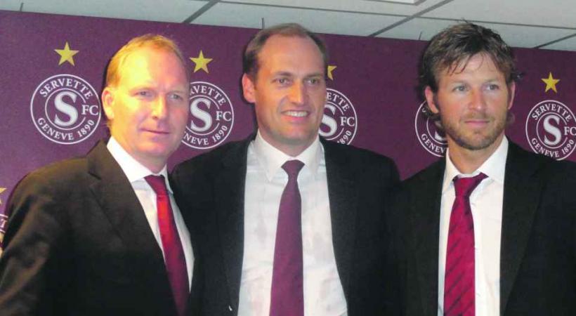 Mirko Müller, directeur général, Hugh Quennec, président du Club et Philippe Kneubuehler, directeur opérationnel, forment l'équipe dirigente du nouveau Servette.