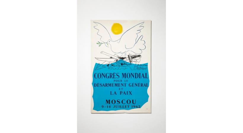 L’affiche réalisée pour le Congrès mondial pour le désarmement général et la paix 1962. DR