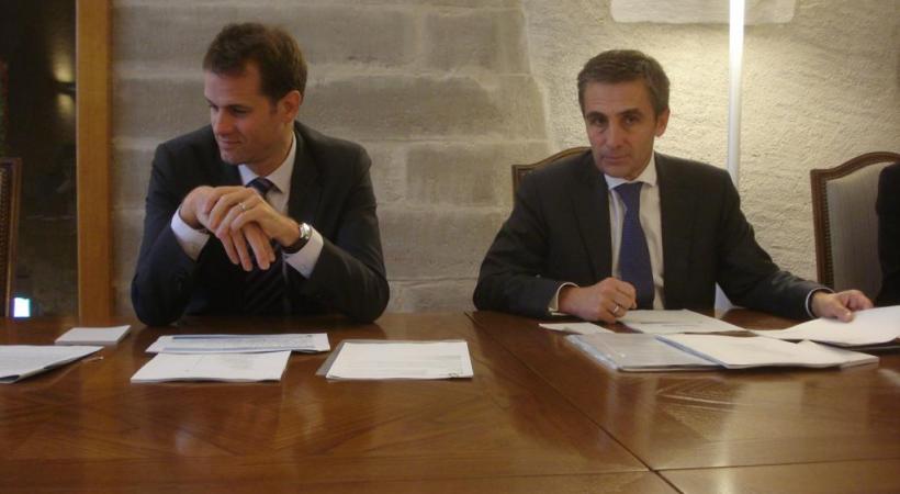 Les conseillers d’Etat Antonio Hodgers et François Longchamp pour la promotion du Grand Genève. DR 