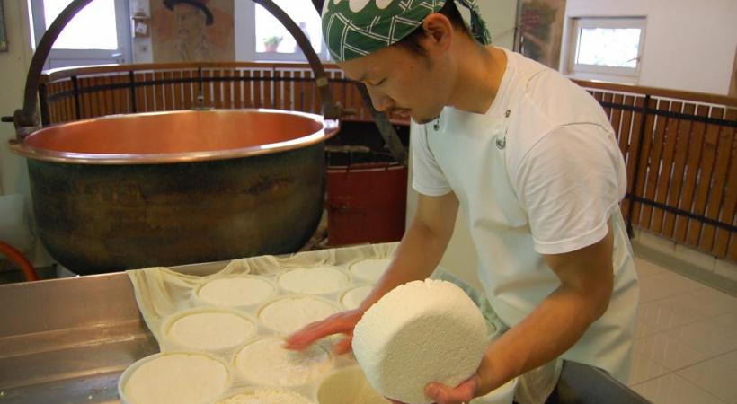 Miti, le célèbre fromager japonais de la Ferme des Perrières. A. BERKUT/OT LES GETS 